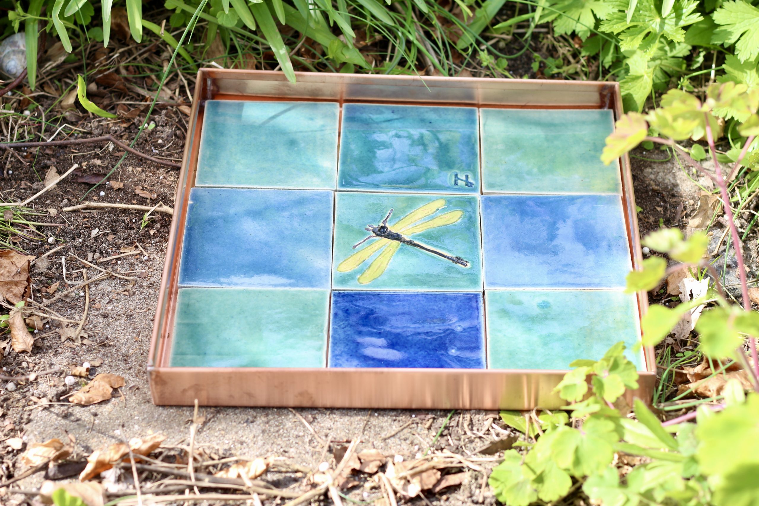 Vandspejl / Kobber / 30x30x3cm / Blå